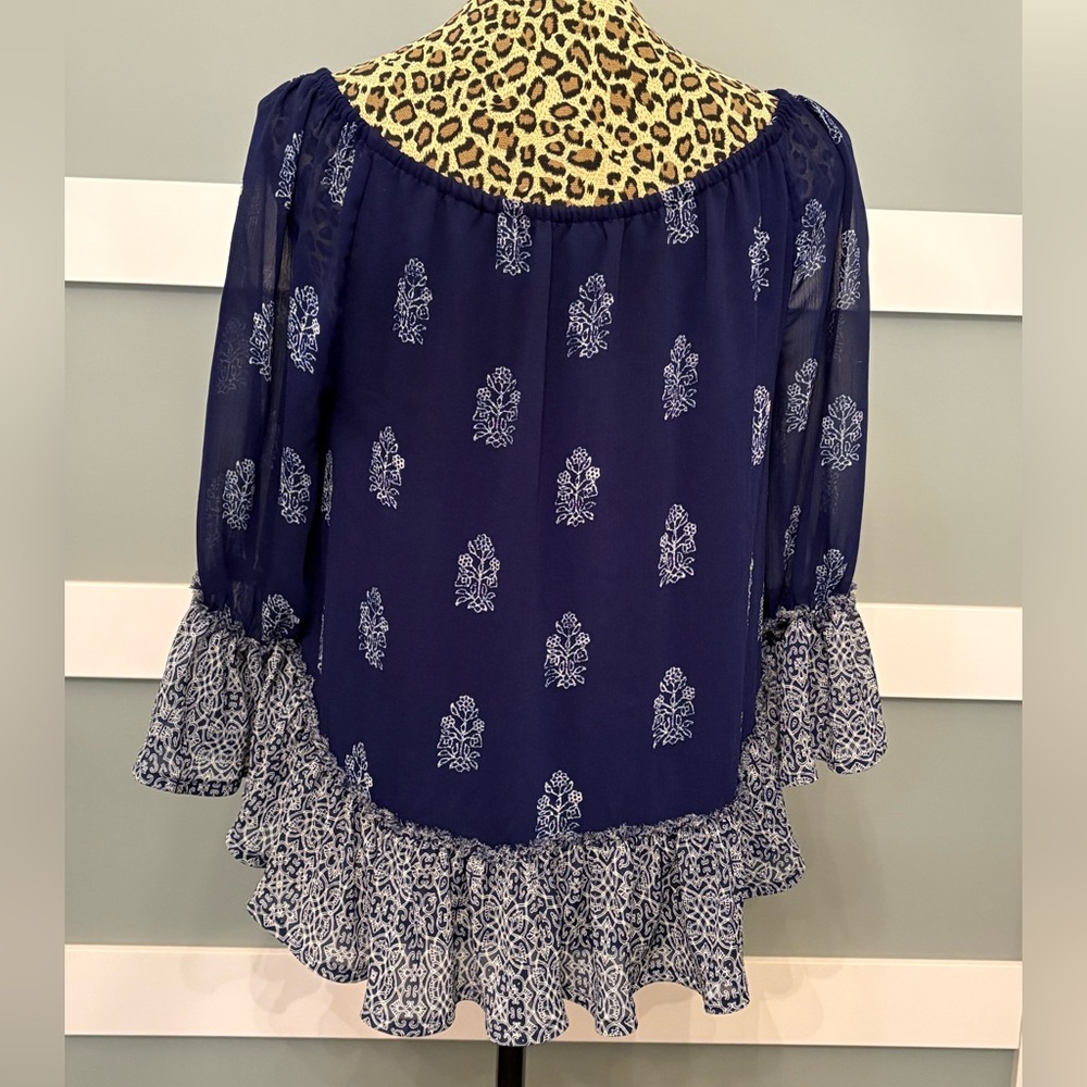 Lucky Brand Floral Indigo Blouse - Picture 3 of 8